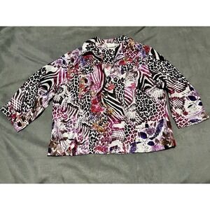N Touch Purple animal print‎ Blouse/jacket-shacket-3/4 sleeve